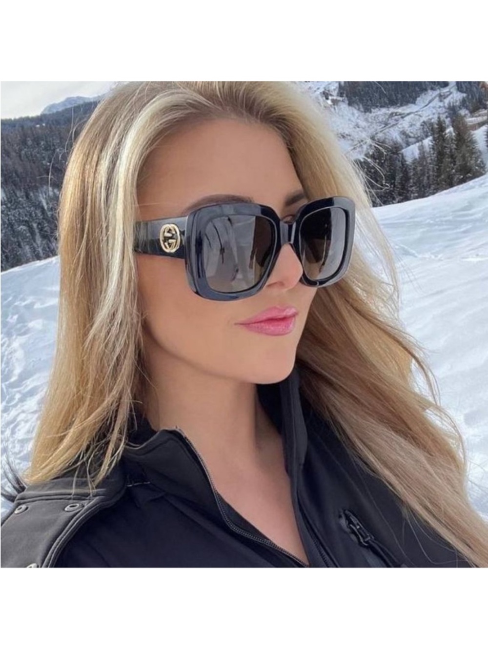 GUCCI URBAN GG0141S 001 BLACK GREY SQUARE SUNGLASSES - like new